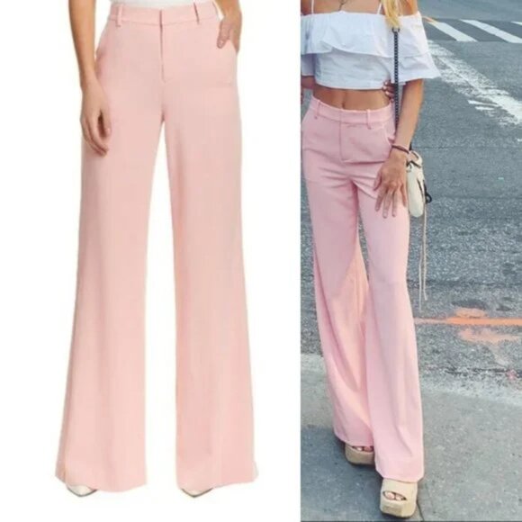 Alice + Olivia Light Pink Wide Leg High Waisted Pants - Picture 1 of 10